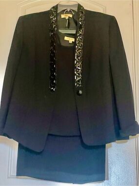 Kasper Black Women's Jacket with Patent Trim